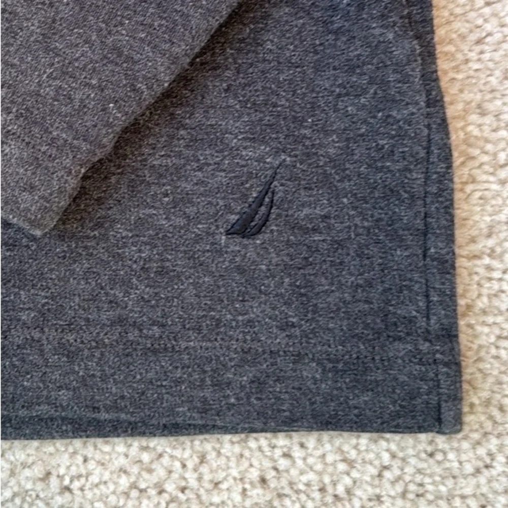 Nautica Mens 1/4 Zip Sweatshirt Elbow Patches Cotton Charcoal Grey Size XL